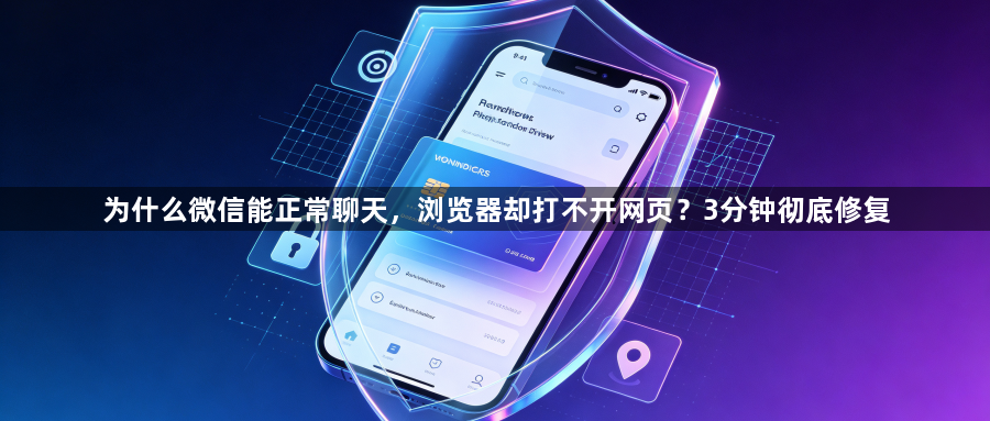 为什么微信能正常聊天,浏览器却打不开网页?3分钟彻底修复1